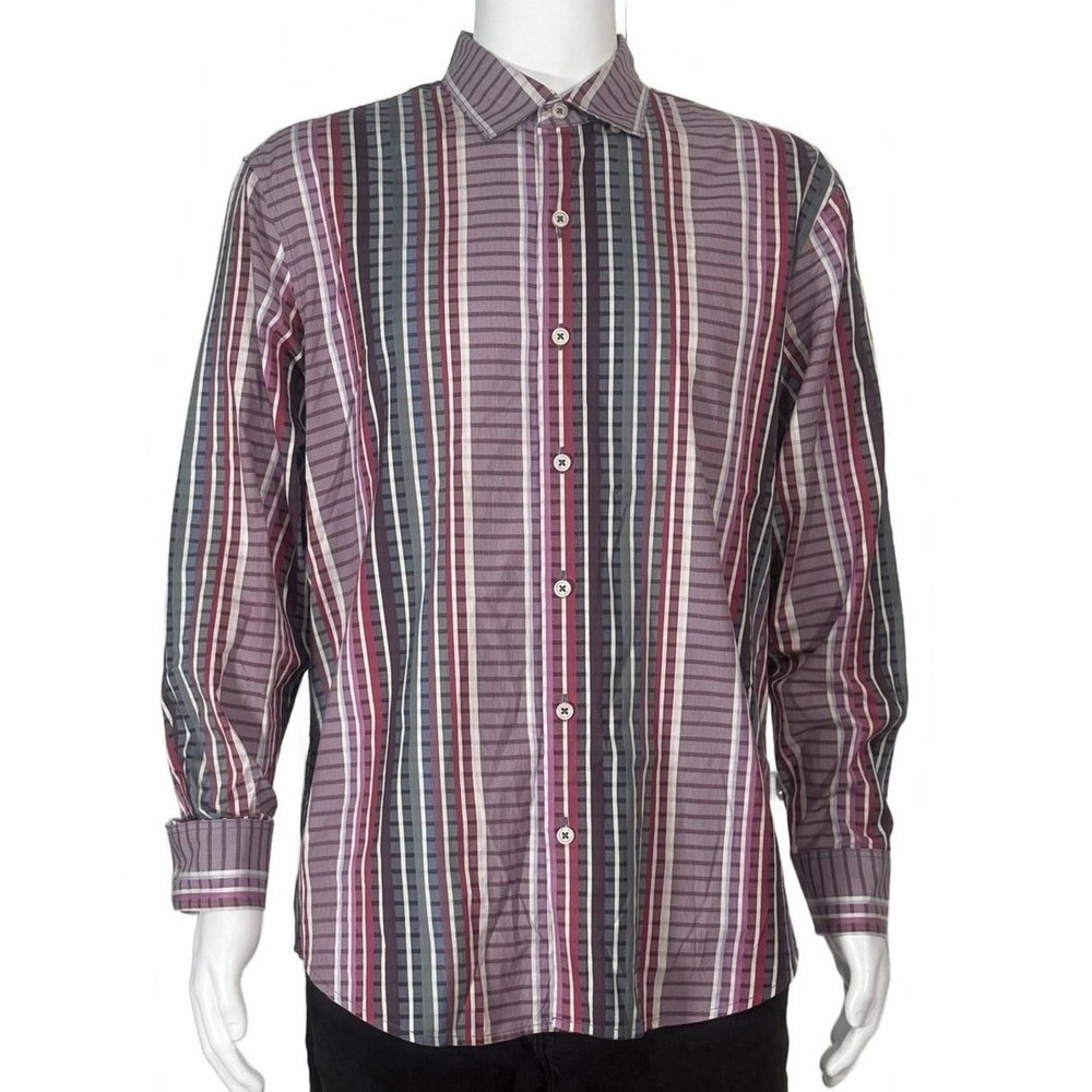 Tommy Bahama Mens Striped Long Sleeve Button Down Shirt Size Large - Picture 8 of 13